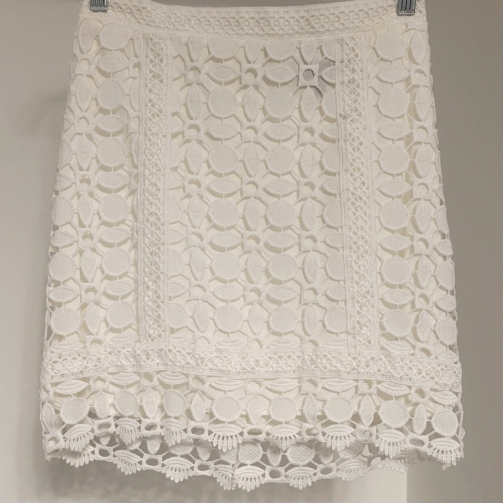 Top Shop - White Crochet Skirt, Size 6